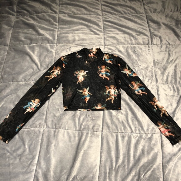 shein mesh cropped angel long sleeve - Picture 1 of 4